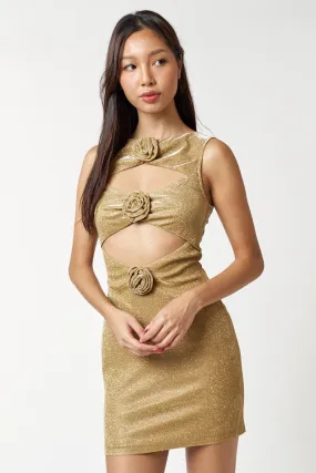 Sparkling Rosette Cutout Dress