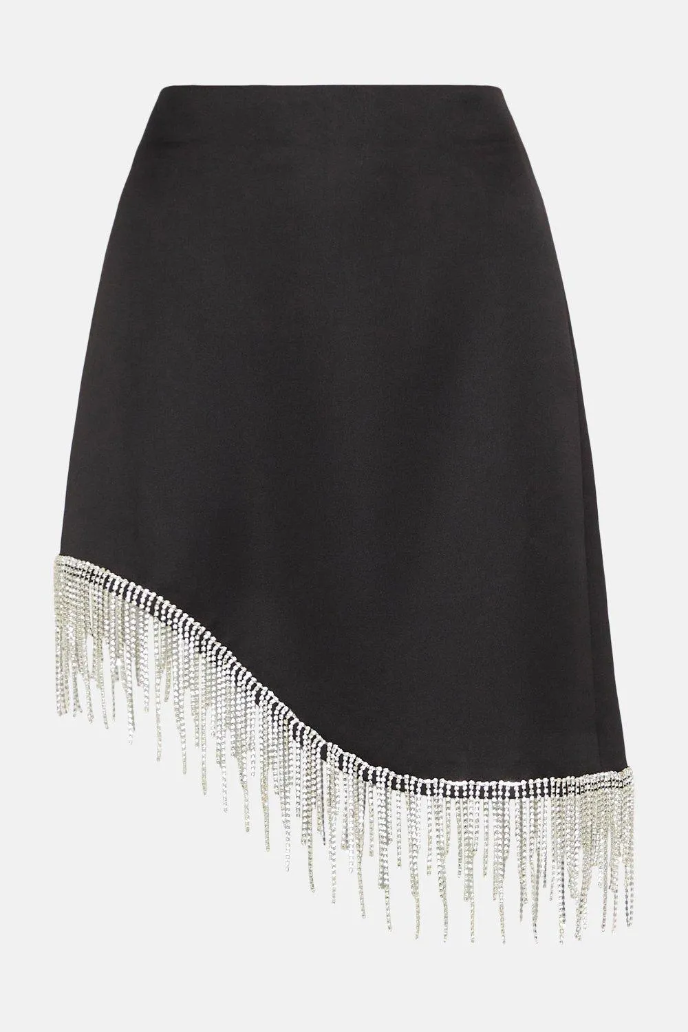 Diamante Trim Asymmetric Mini Skirt Skirts Warehouse