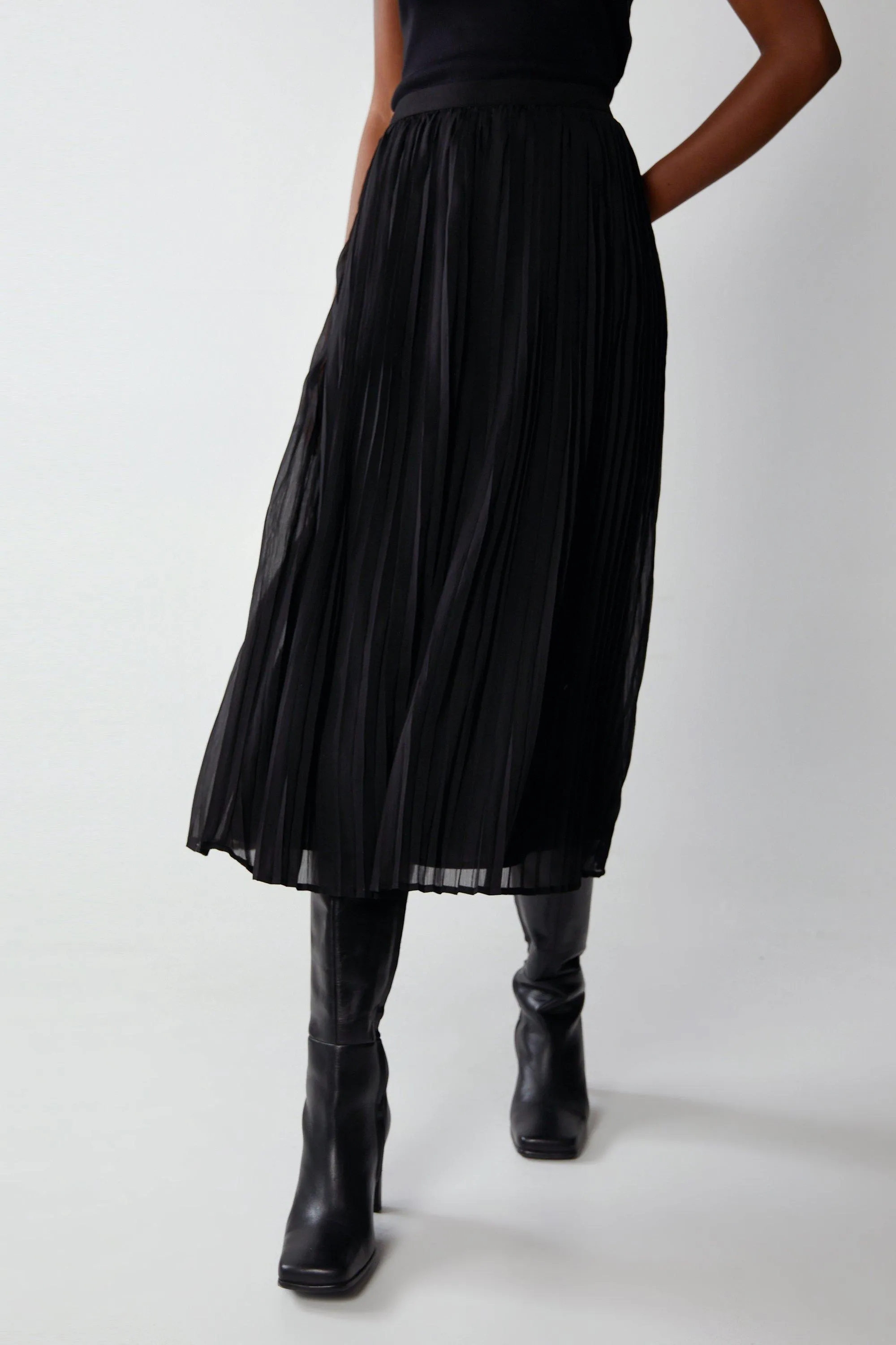 Warehouse Pleated Midi Skirt