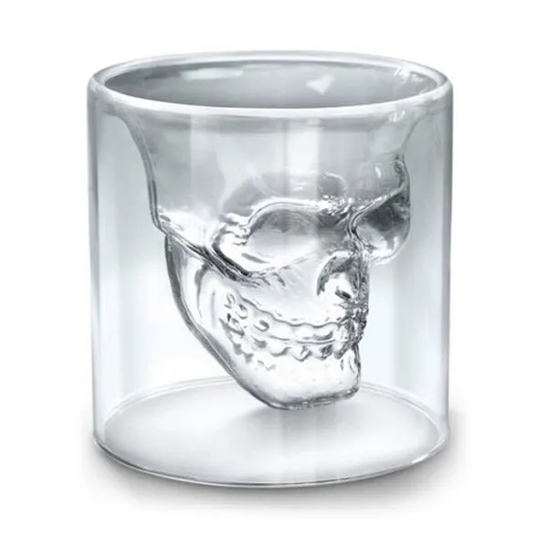 Double Wall Glass Cup with Skull Design