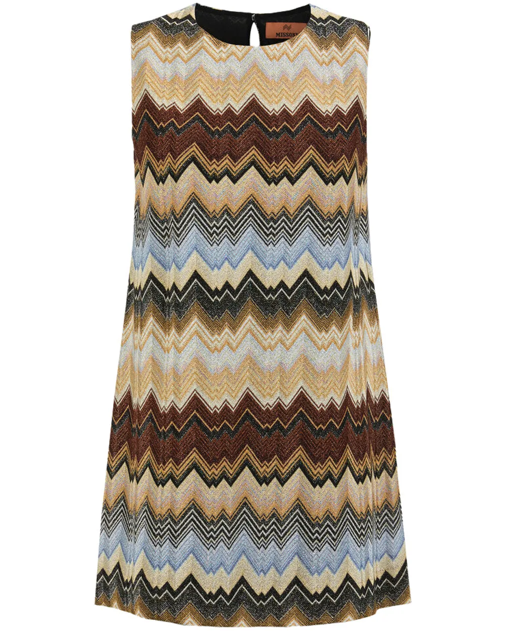 Zig Zag Sleeveless Mini Dress Brown Multicolor