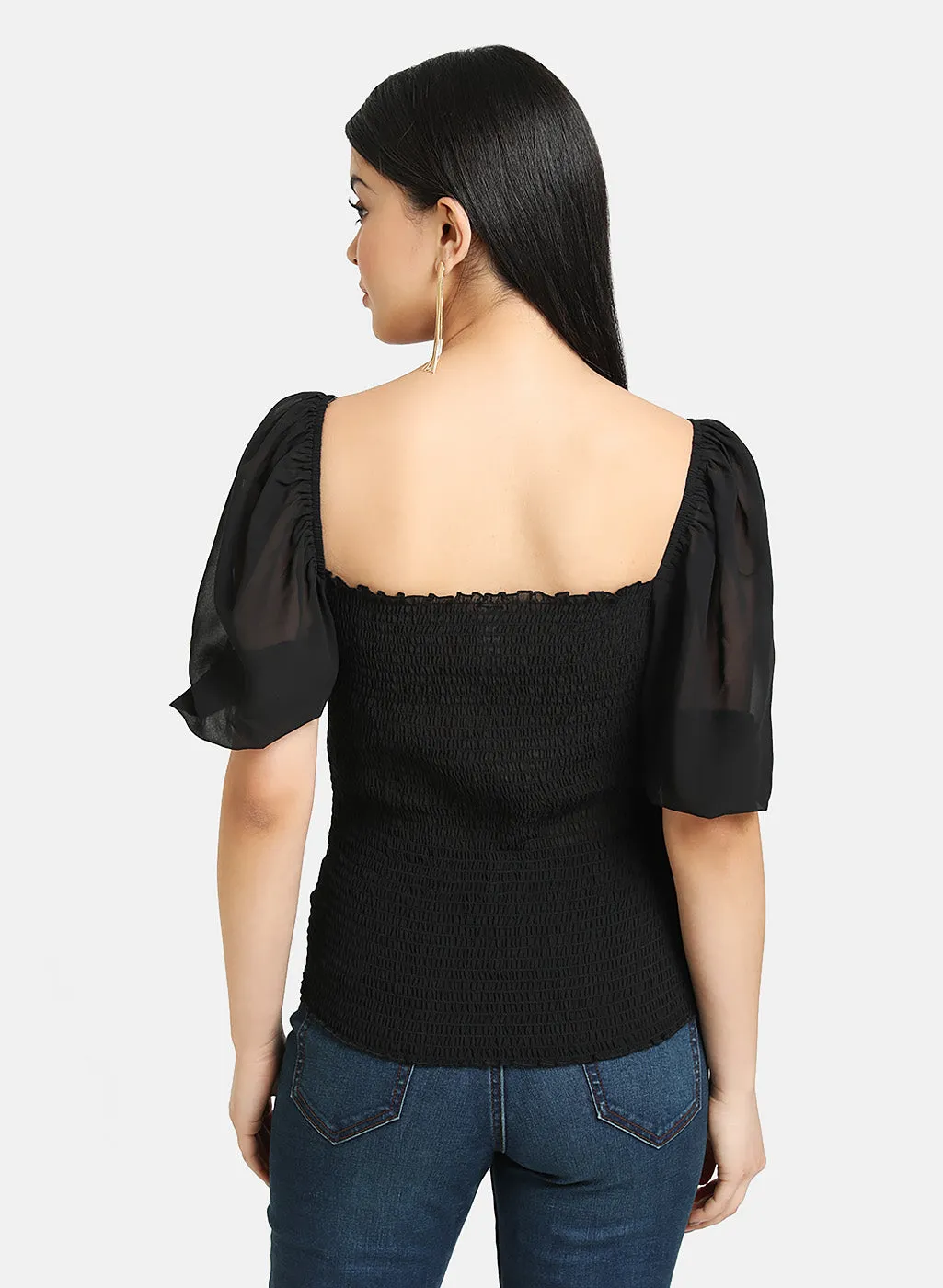 Ruffled Puff Sleeve Top