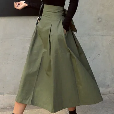 Women's High Waist Bow Slim Swing Skirt