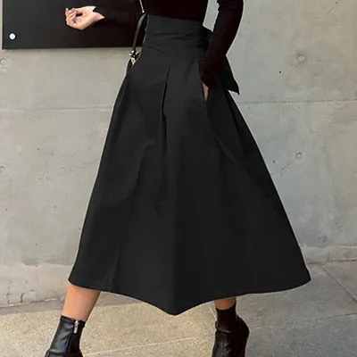 Women's High Waist Bow Slim Swing Skirt