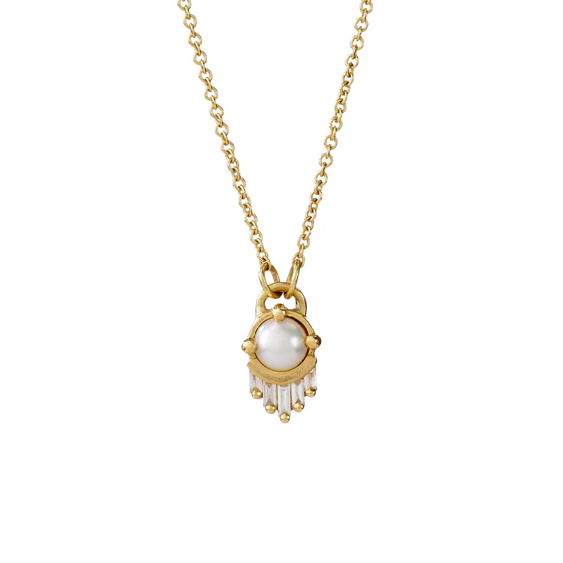 Solid Gold Pearl and Diamond Necklace