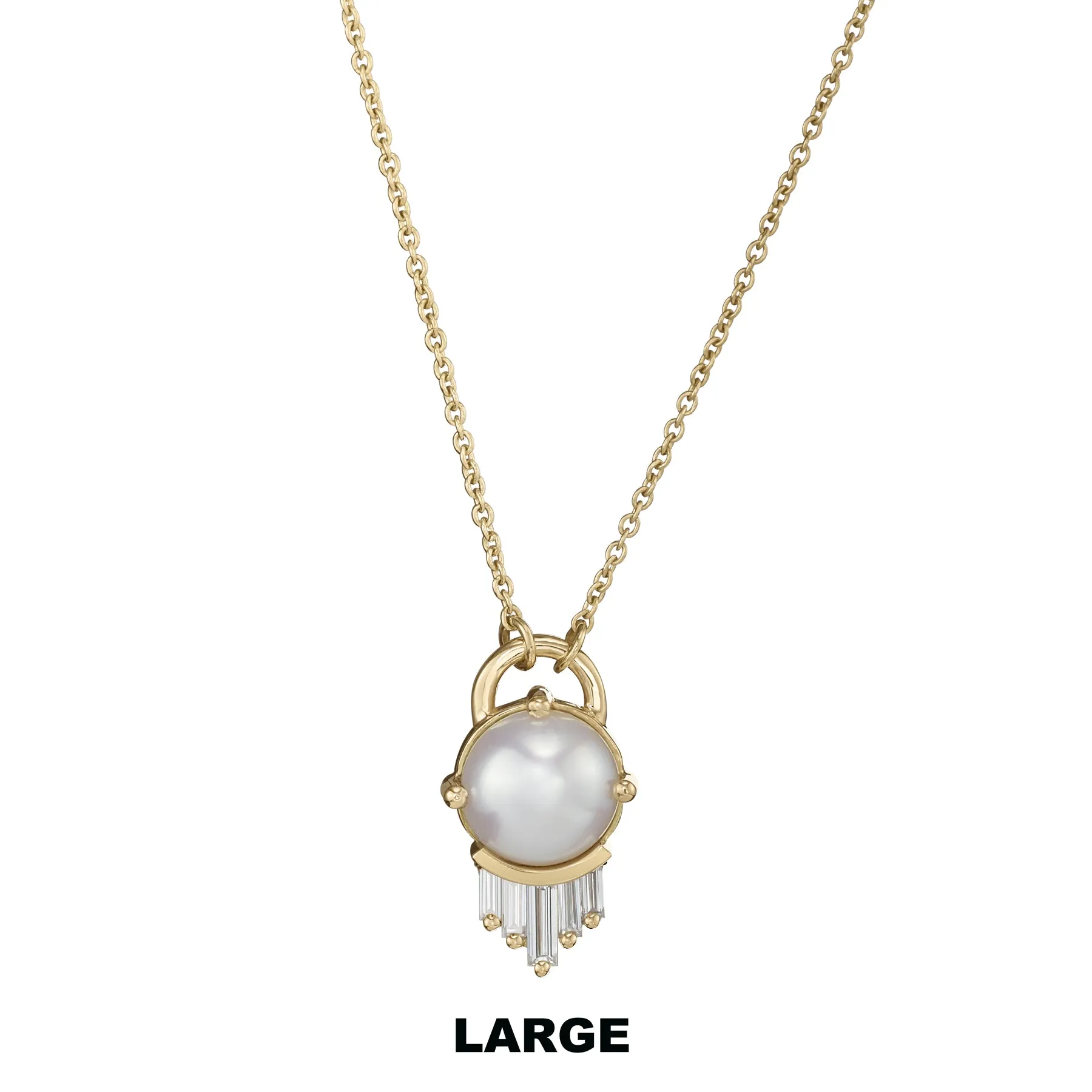 Solid Gold Pearl and Diamond Necklace