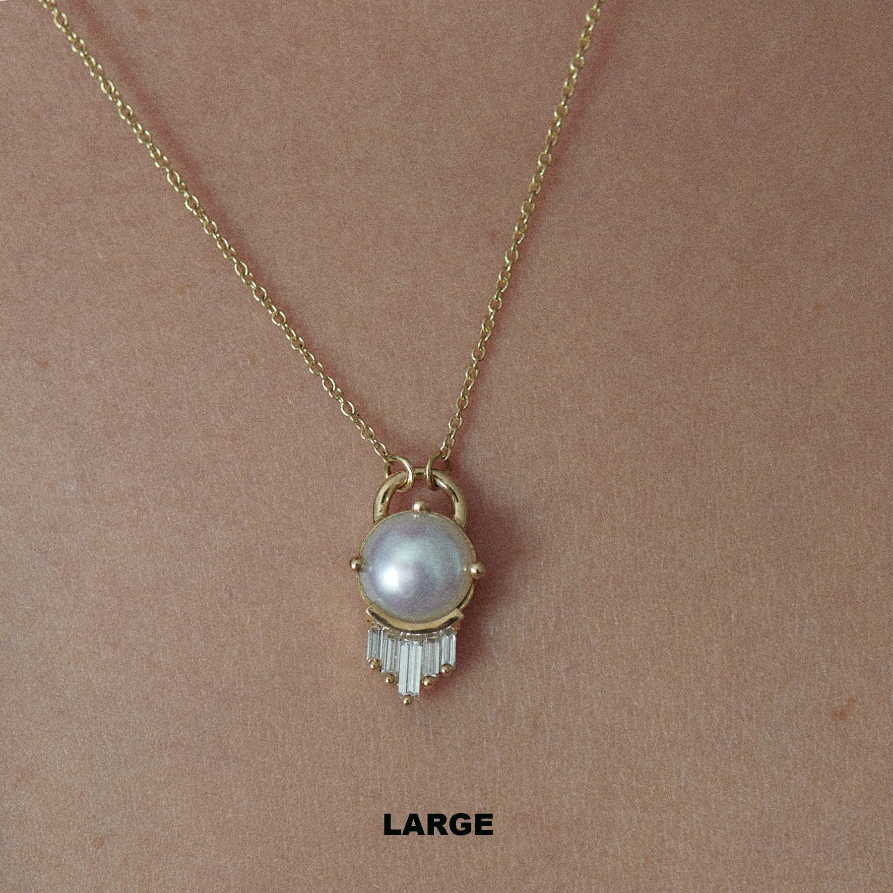 Solid Gold Pearl and Diamond Necklace