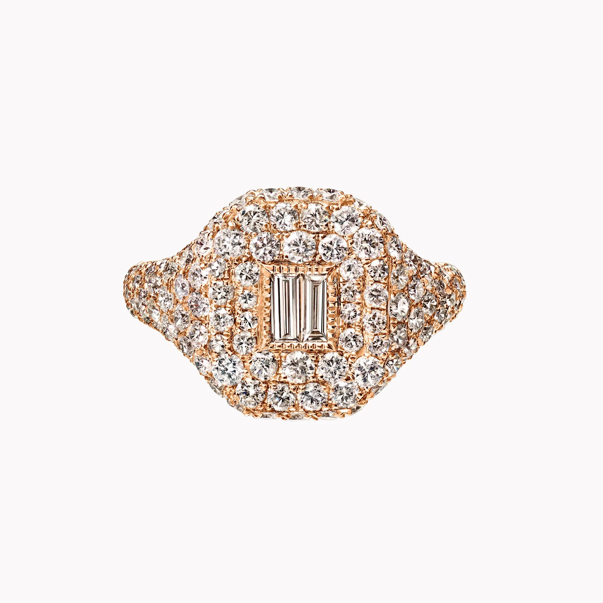 Pavé Diamond Baguette Pinky Ring