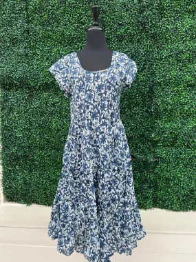 Blue and White Chinoiserie Women's Dress