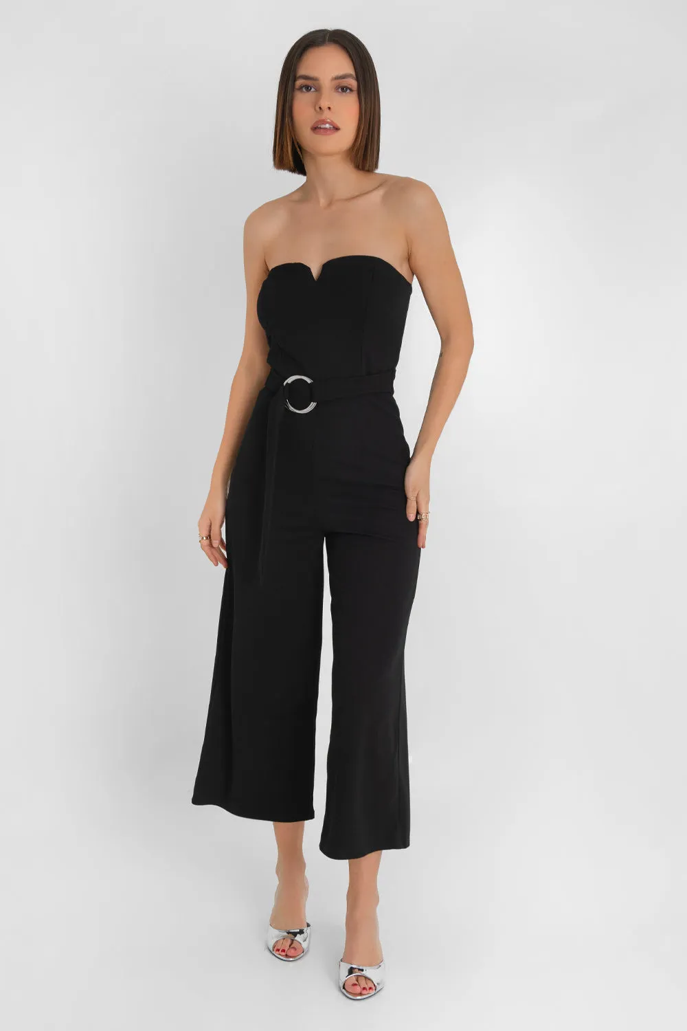 Strapless Palazzo with V-Neck Belt