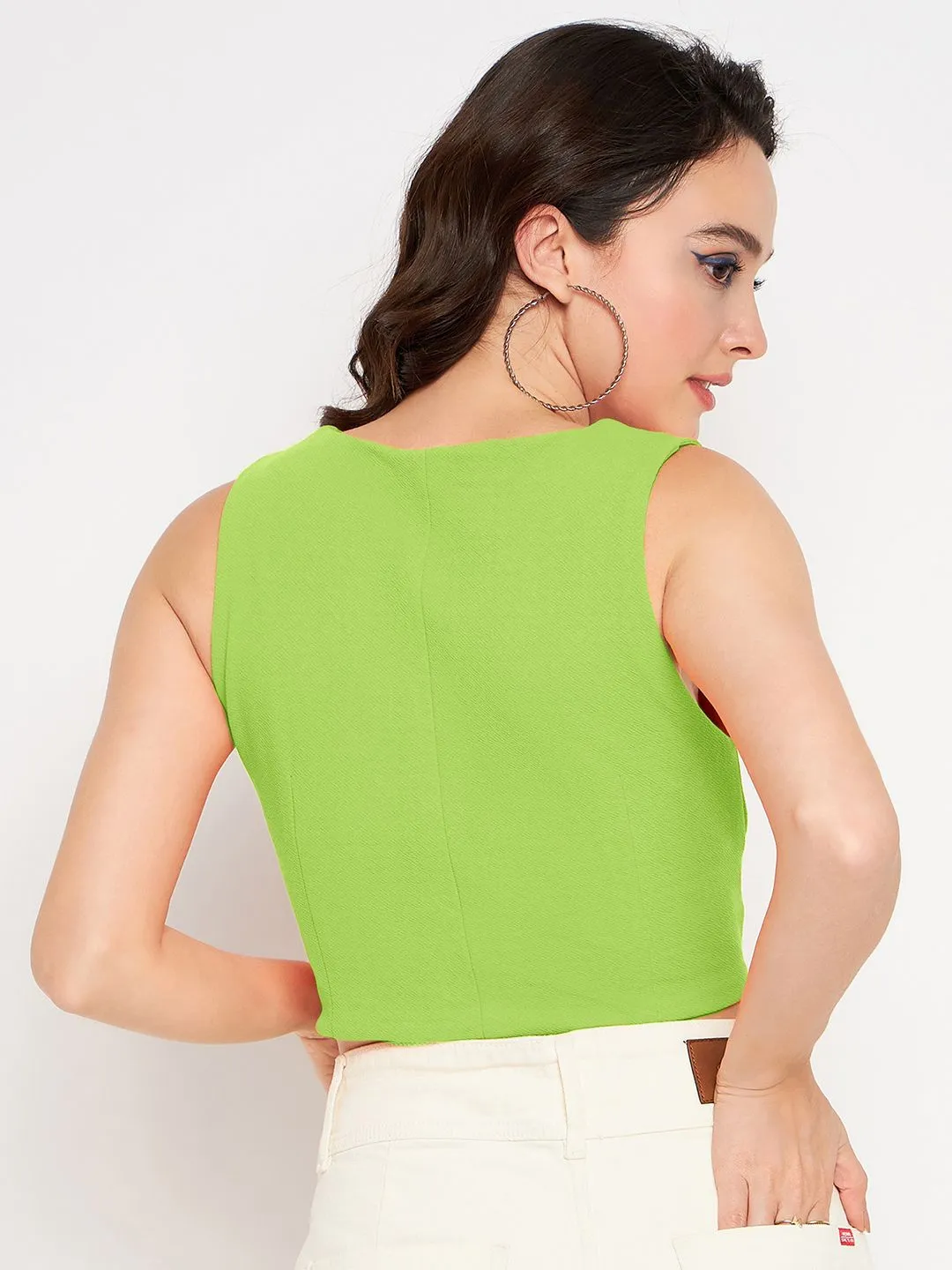 Cotton Stretch Knotted Crop Top