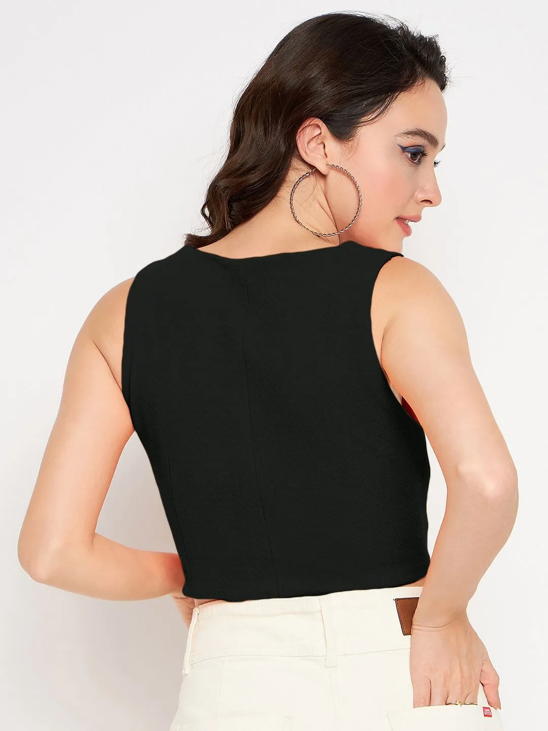 Cotton Stretch Knotted Crop Top