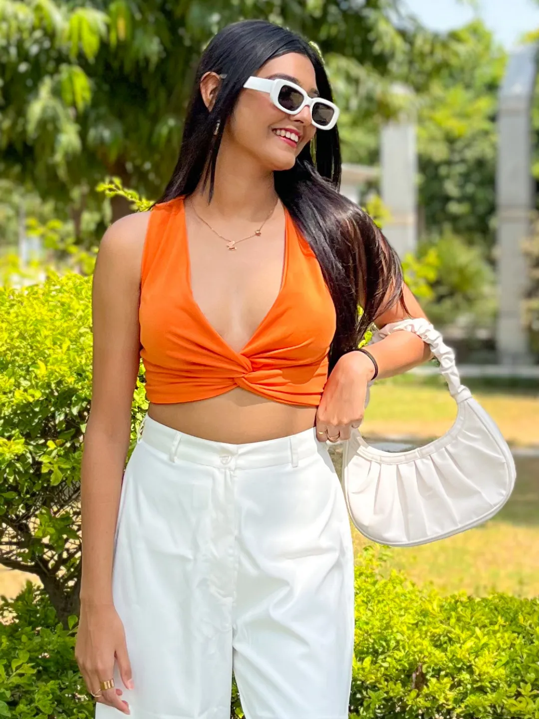 Cotton Stretch Knotted Crop Top