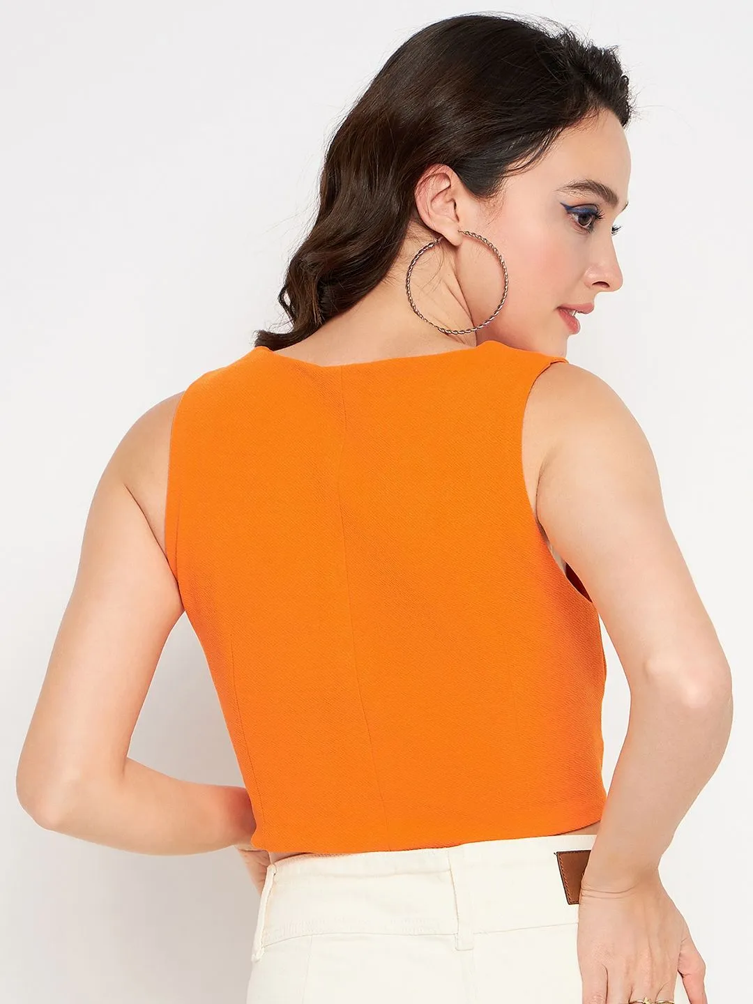 Cotton Stretch Knotted Crop Top