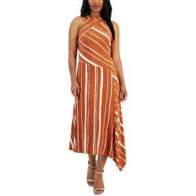 Halter Dress with Asymmetric Stripes by Taylor Womens