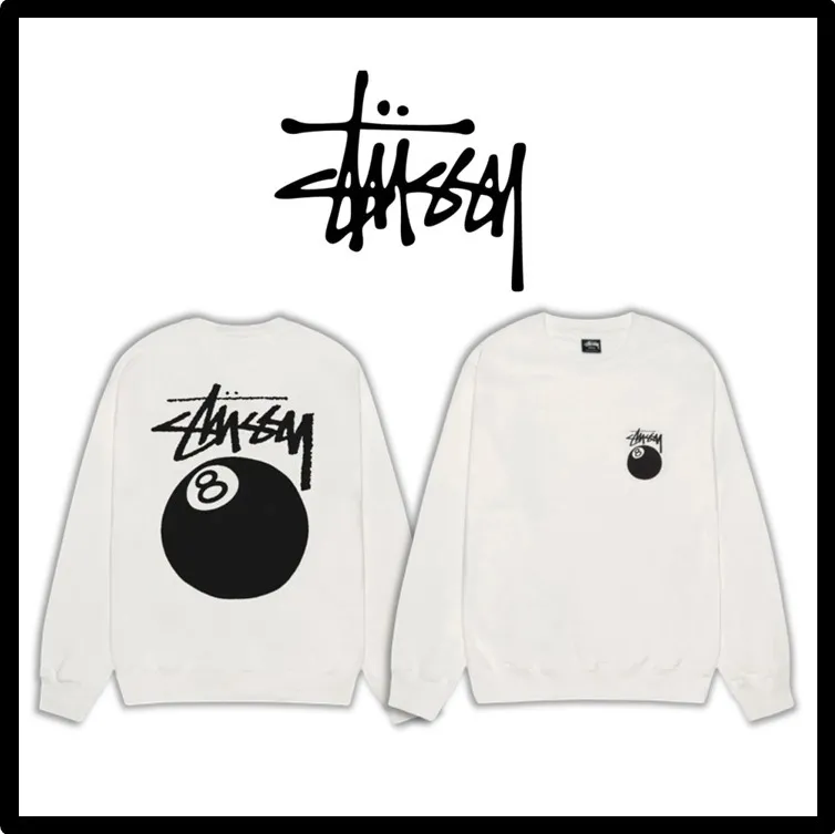 STUSSY Unisex Street Style Logo Skater Style Sweatshirts