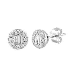 White Gold Baguette Diamond Stud Earrings