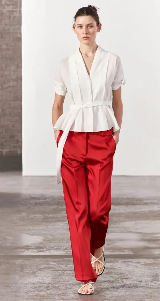 Zara Belted Pleated Shirt