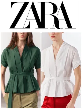 Zara Belted Pleated Shirt