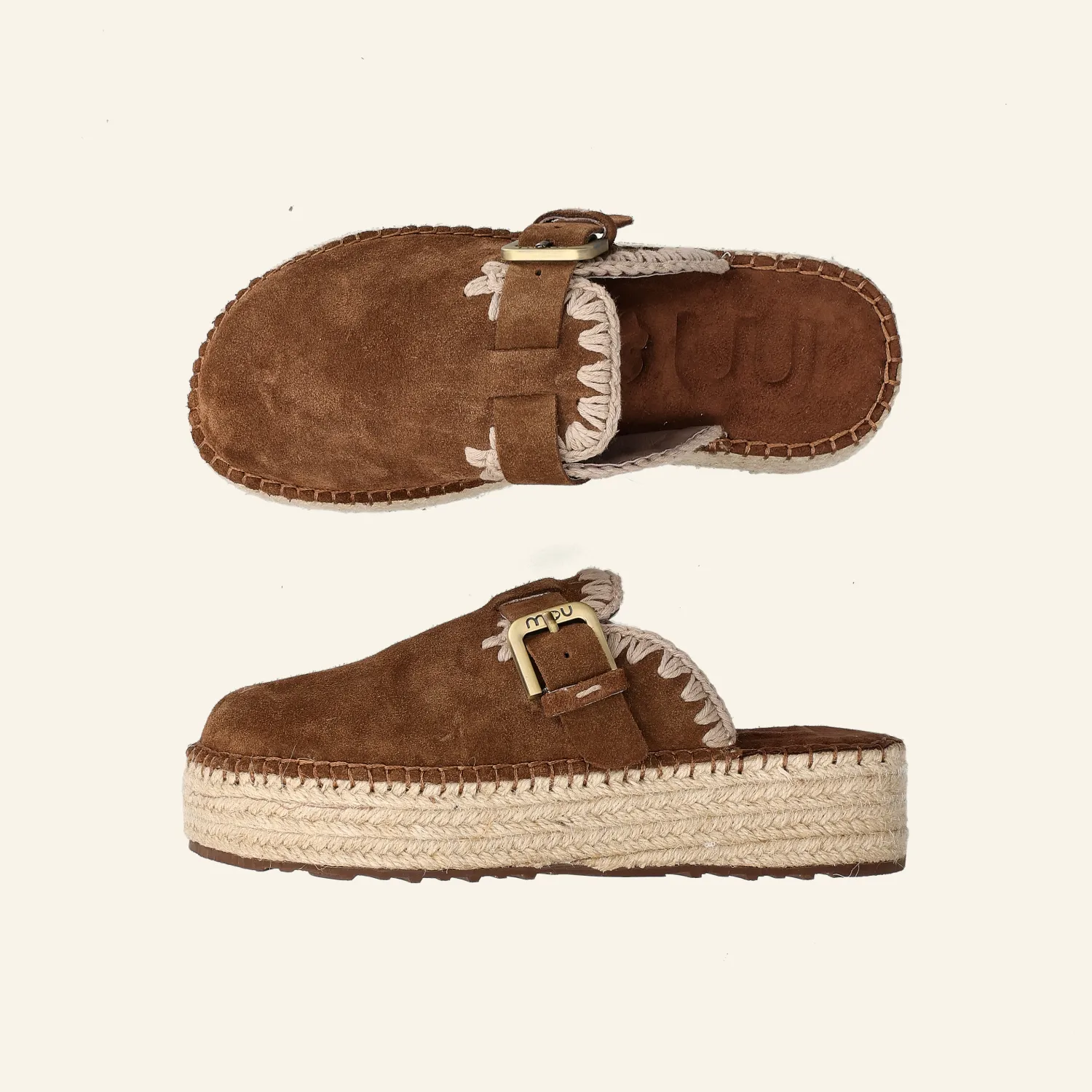 JUTE CLOG SUEDE Nut Brown