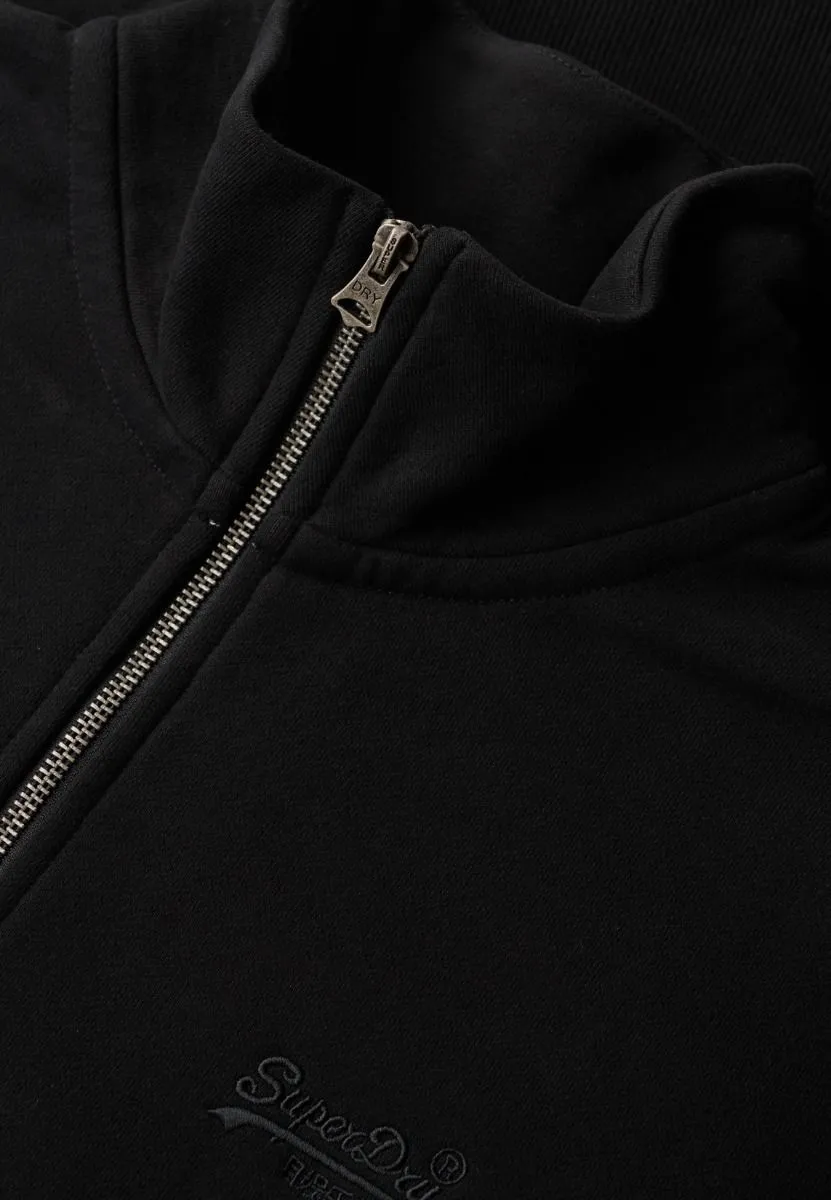 Superdry Logo Henley Quarter Zip Sweatshirt in Black