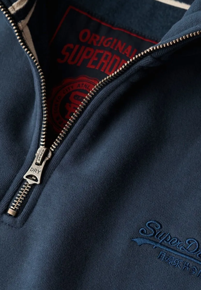 Superdry Essential Logo Henley 1/4 Zip Sweatshirts Navy Lauren