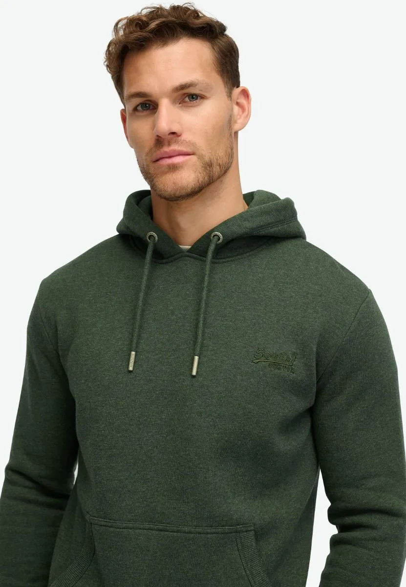 Superdry Essential Logo Overhead Hooded Sweatshirts in Deep Forest Green