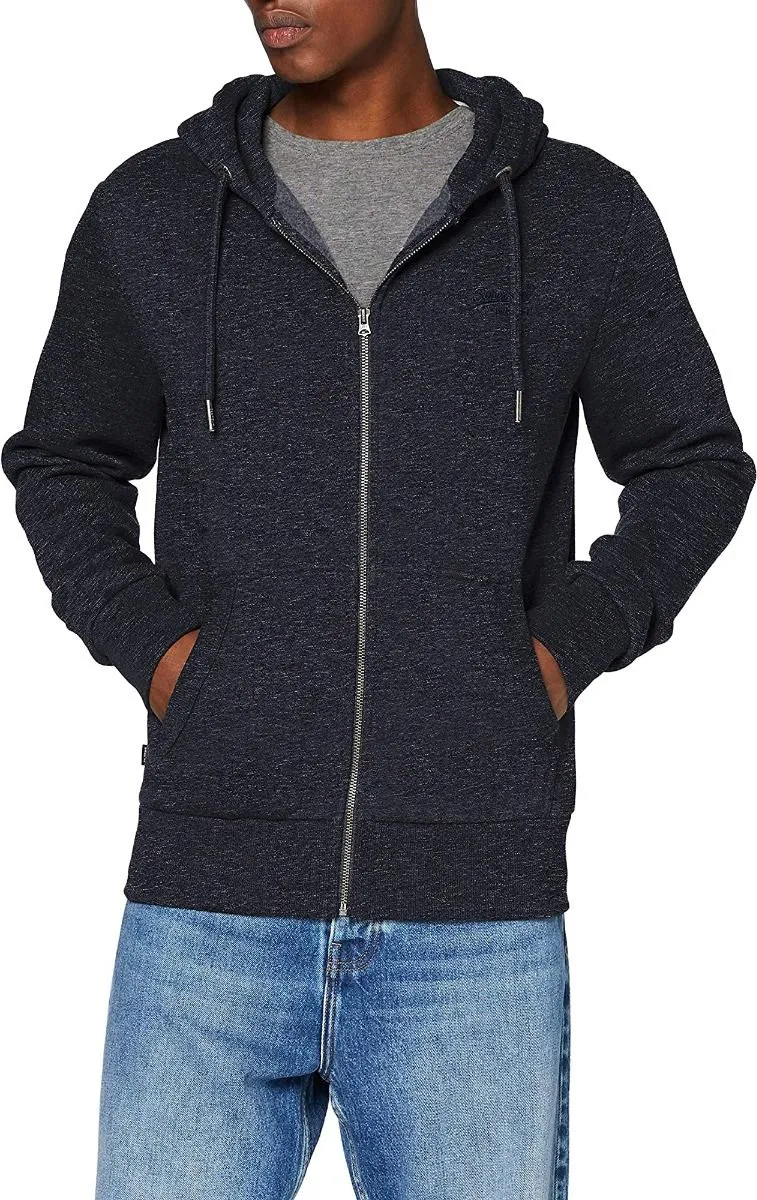 Superdry Orange Label Zip Up Hooded Sweatshirt Eclipse Navy