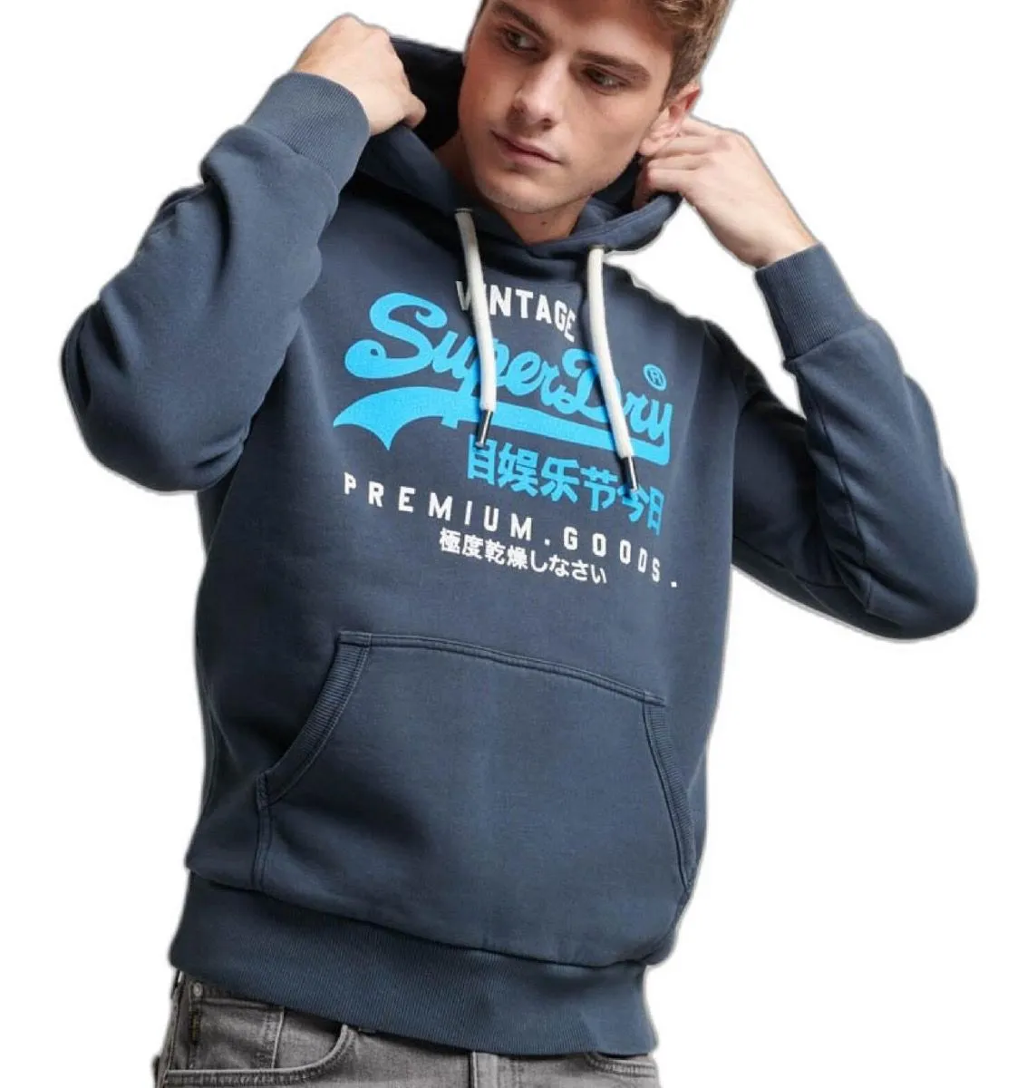 Superdry Premium Good Logo Hooded Sweatshirt Midnight Navy