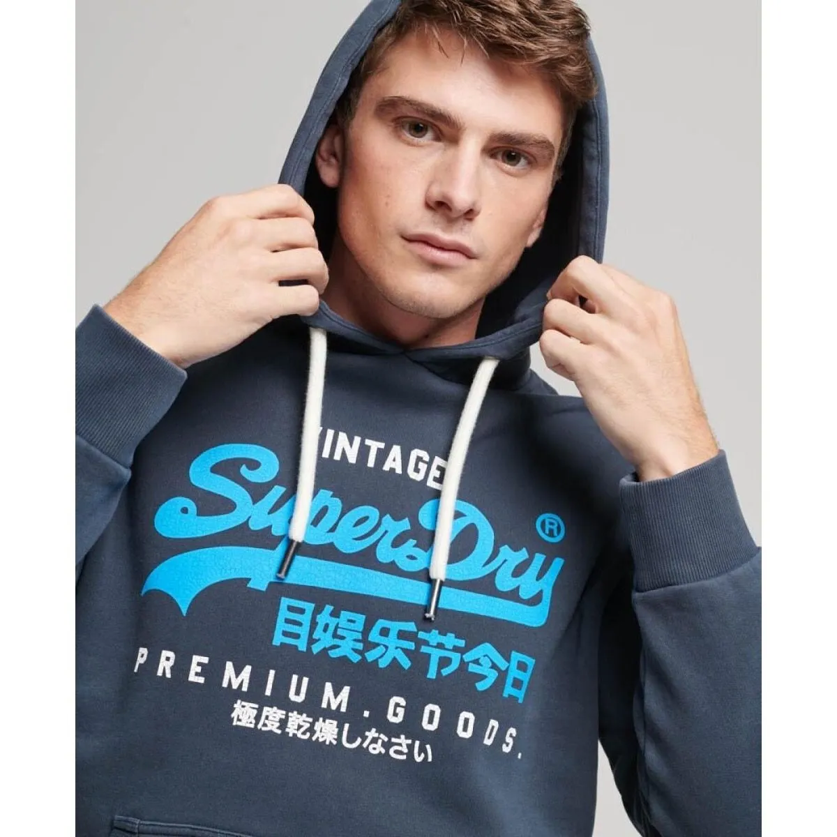 Superdry Premium Good Logo Hooded Sweatshirt Midnight Navy