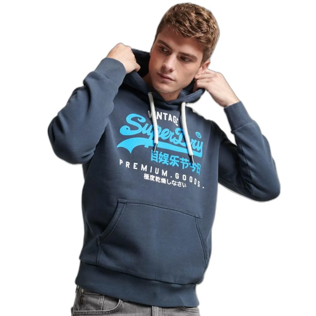 Superdry Premium Good Logo Hooded Sweatshirt Midnight Navy