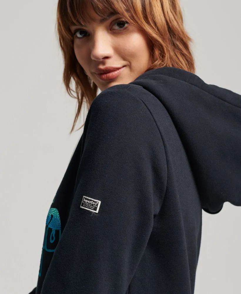 Superdry Women's Fantaisie Hooded Sweatshirt Eclipse Navy