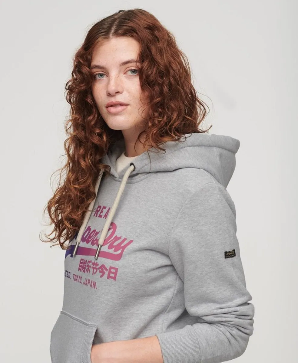 Superdry Women's Vintage Graphic Hooded Sweatshirt Flake Grey Marl