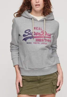 Superdry Women's Vintage Graphic Hooded Sweatshirt Flake Grey Marl