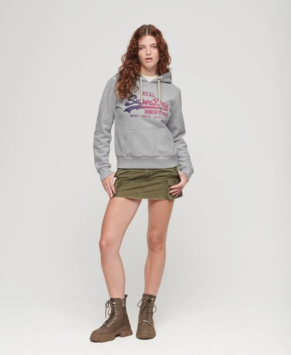 Superdry Women's Vintage Graphic Hooded Sweatshirt Flake Grey Marl