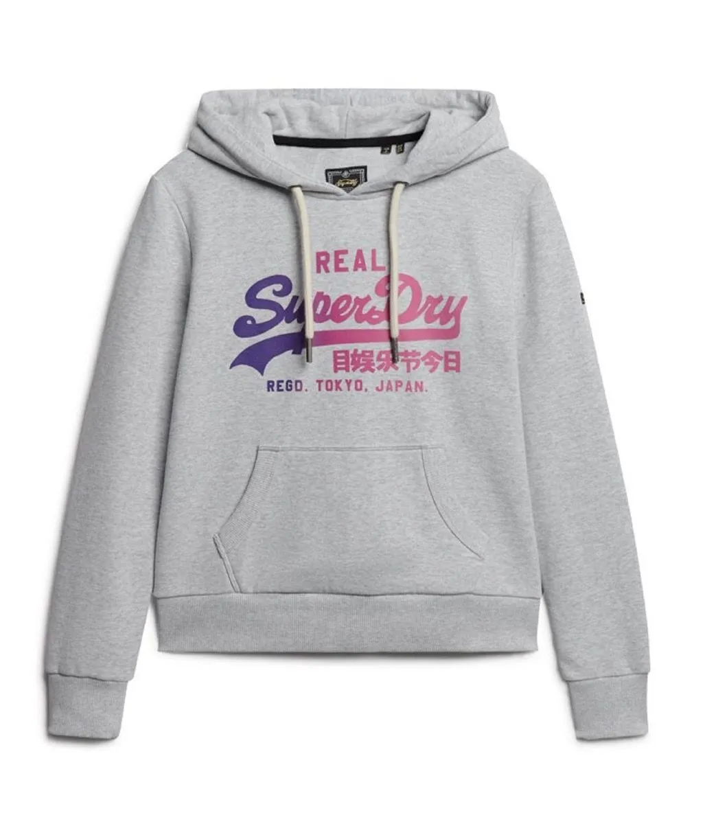 Superdry Women's Vintage Graphic Hooded Sweatshirt Flake Grey Marl