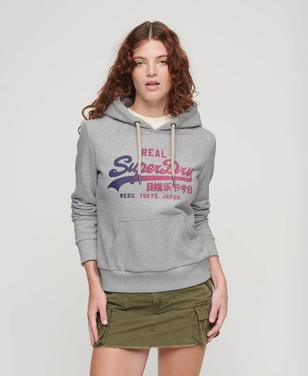 Superdry Women's Vintage Graphic Hooded Sweatshirt Flake Grey Marl