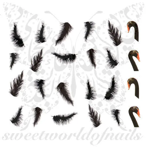 Swan Nail Art Water Slides Feathers Nail Water Decals