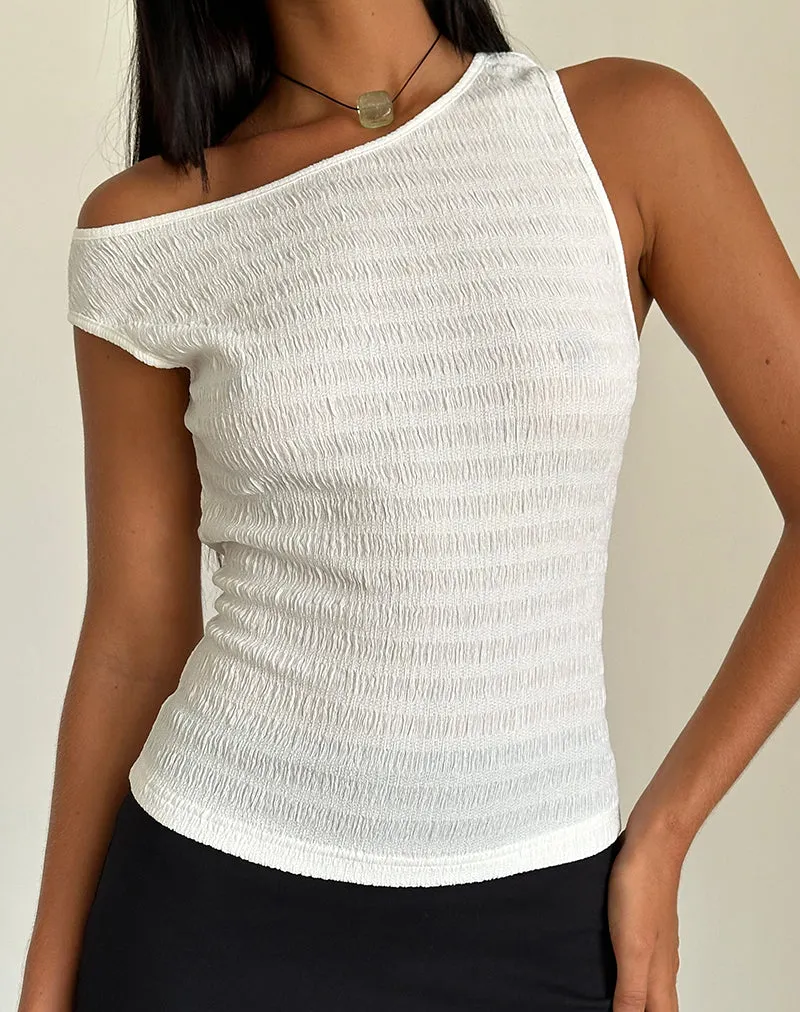 Tamia Crinkle White Asymmetric Top