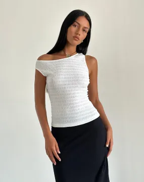 Tamia Crinkle White Asymmetric Top