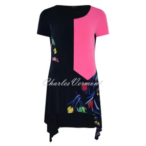 Tia Tunic Top Navy Candy Pink Multi