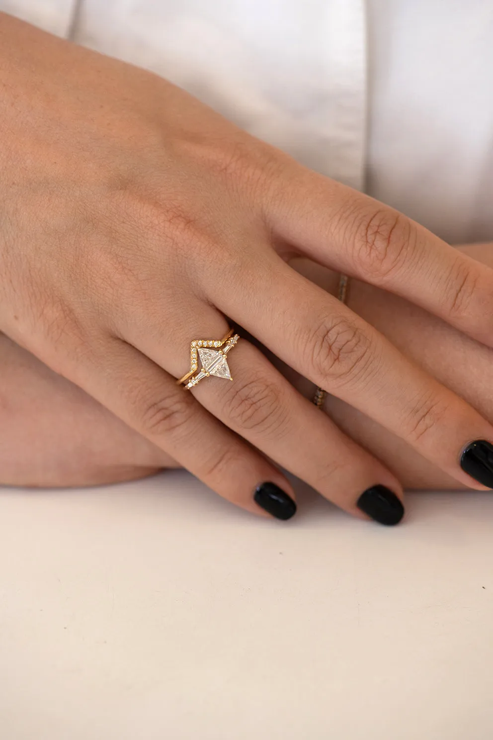 Geometric Engagement Ring - Triangle and Baguette Diamonds