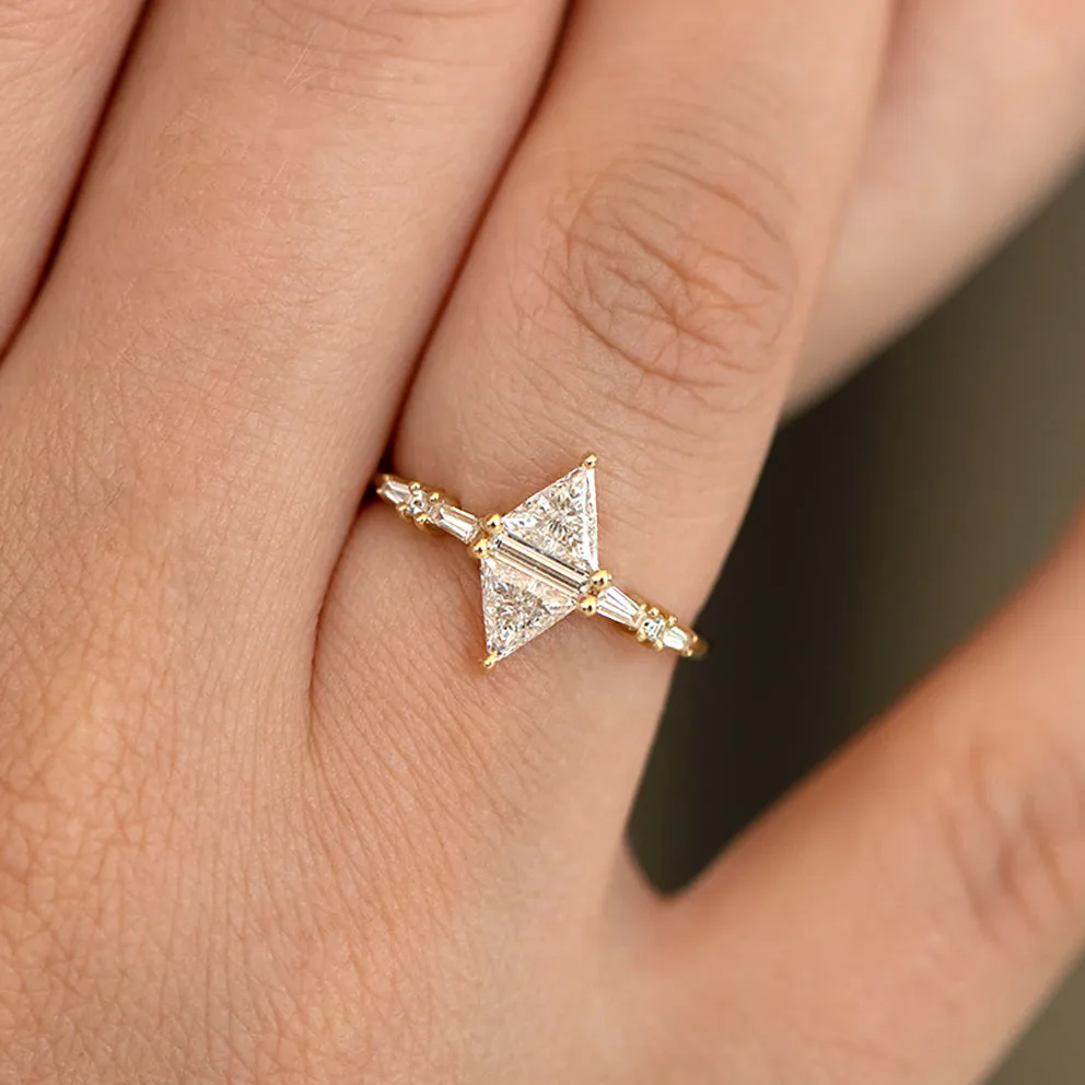 Geometric Engagement Ring - Triangle and Baguette Diamonds