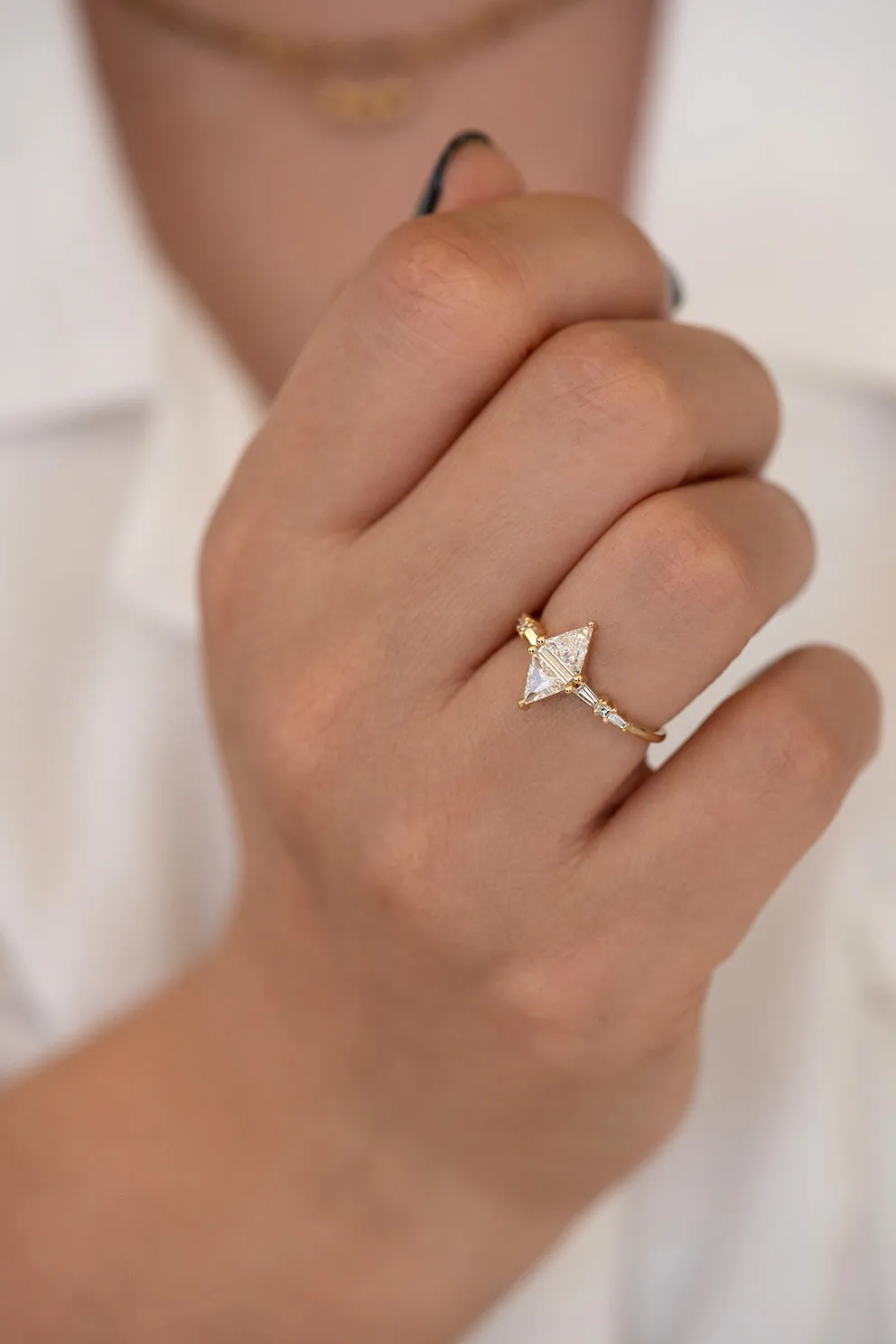 Geometric Engagement Ring - Triangle and Baguette Diamonds