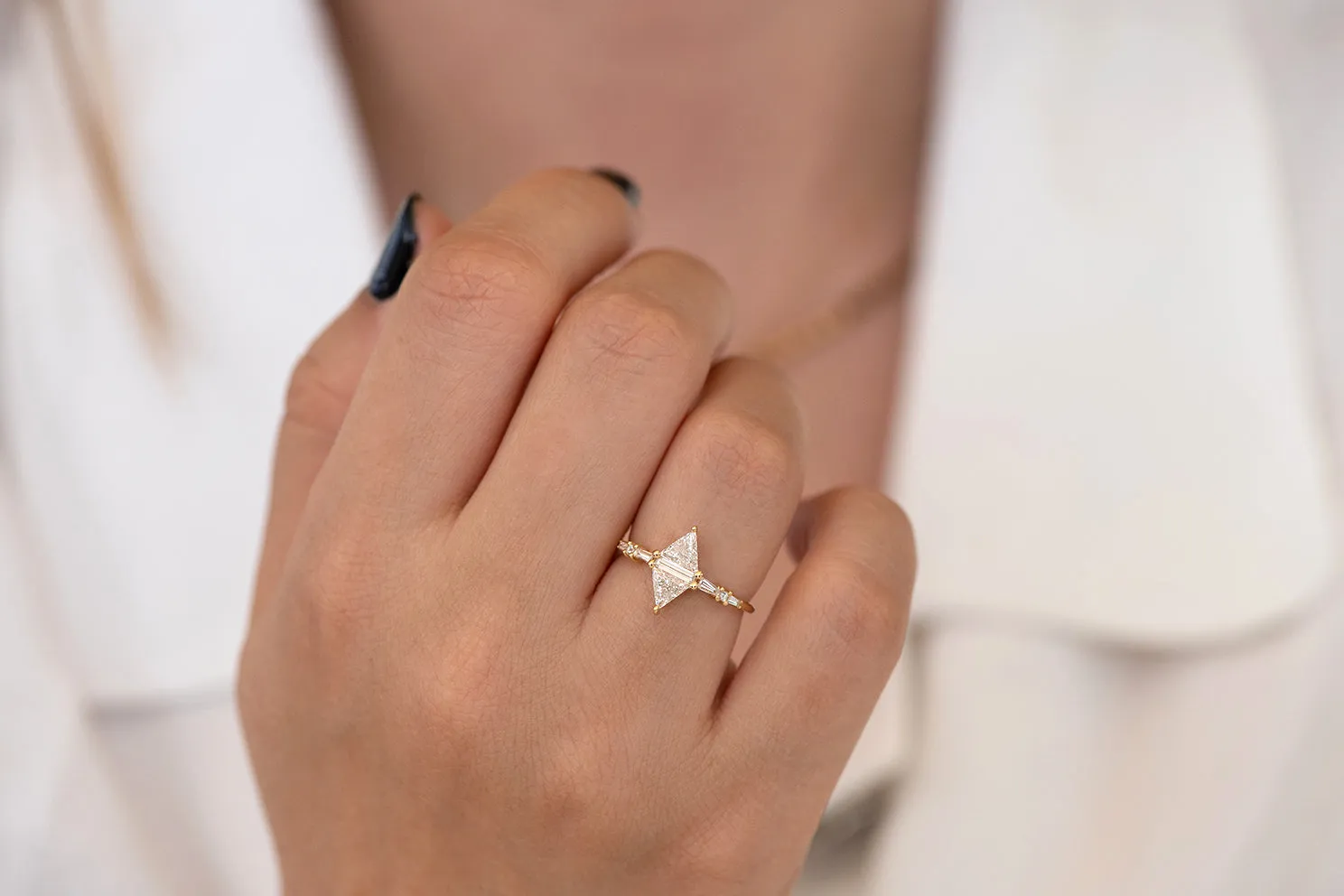 Geometric Engagement Ring - Triangle and Baguette Diamonds