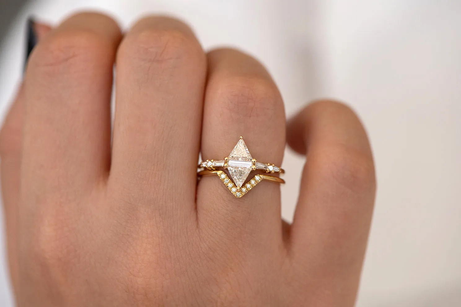 Geometric Engagement Ring - Triangle and Baguette Diamonds