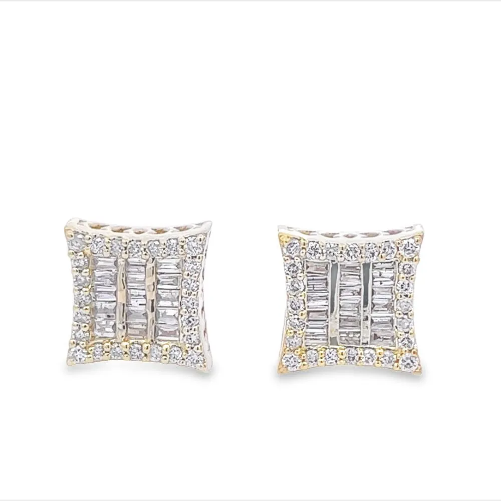 Kite Triple Baguette Diamond Earrings .59cttw 10K Gold