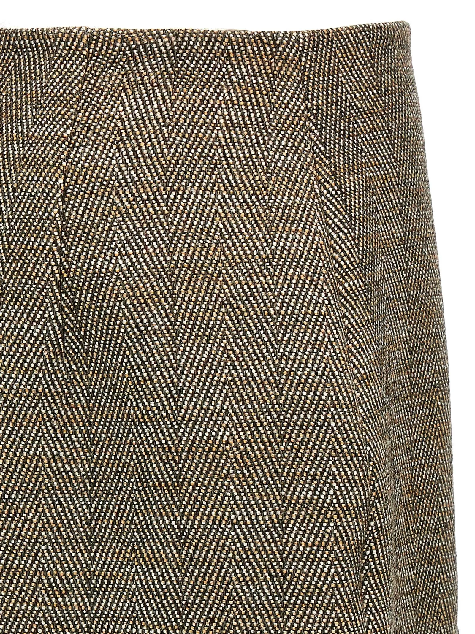 Tweed Skirt - Slit Design (Brown)