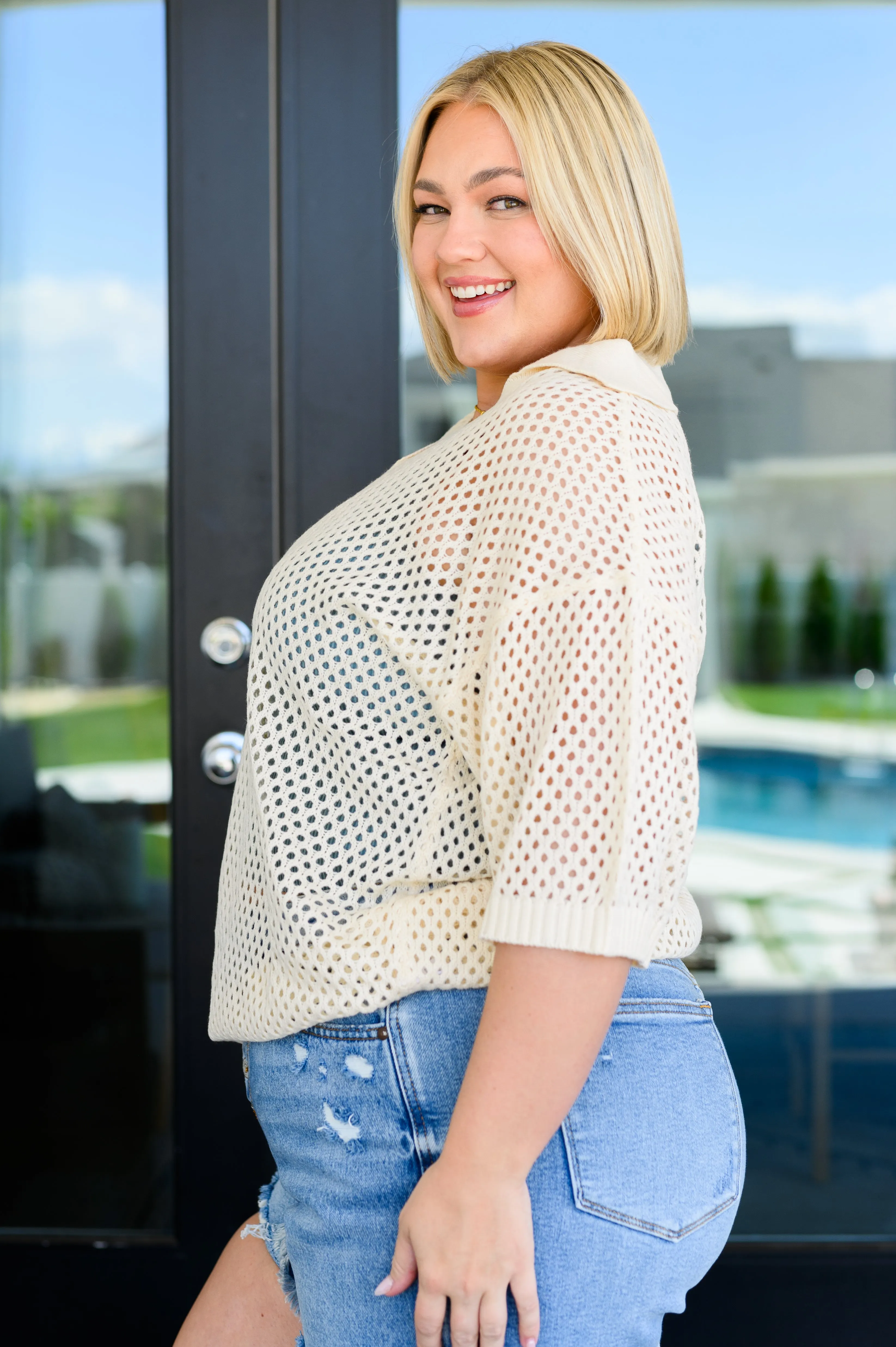 Fishnet Collared Top Under The Boardwalk