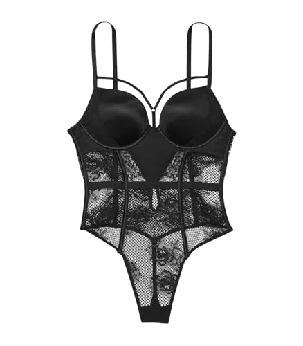 Black Fishnet Floral Teddy